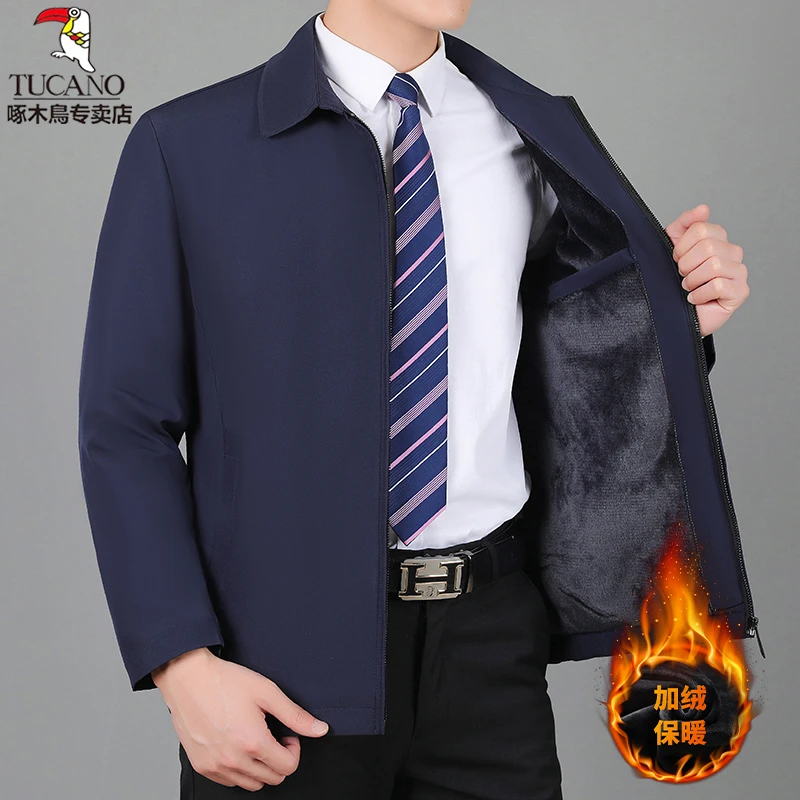 TUCANO/啄木鳥高启强同款行政夹克老干部秋冬款立领休闲加绒夹克