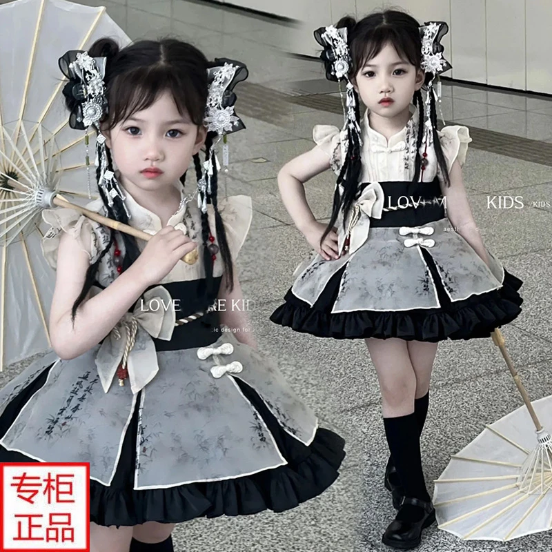 女童中国风洛丽塔蓬蓬裙儿童新中式公主裙宝宝汉服女孩洋气连衣裙