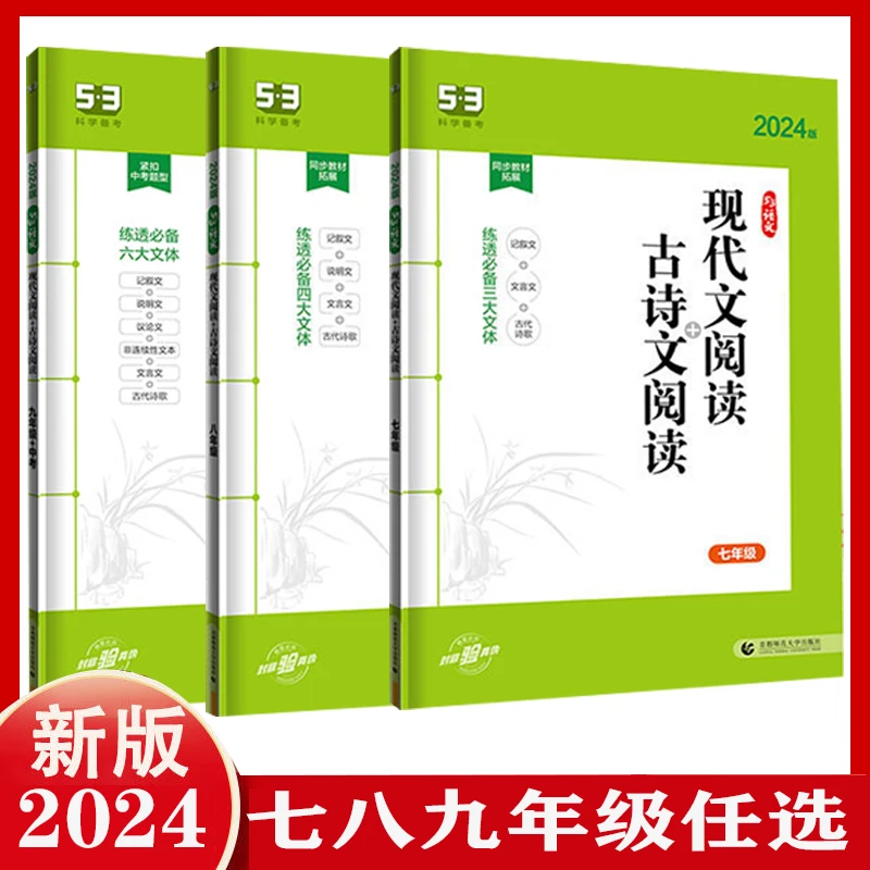 53语文初中现代文阅读+古诗文阅读古诗理解60篇教辅资料