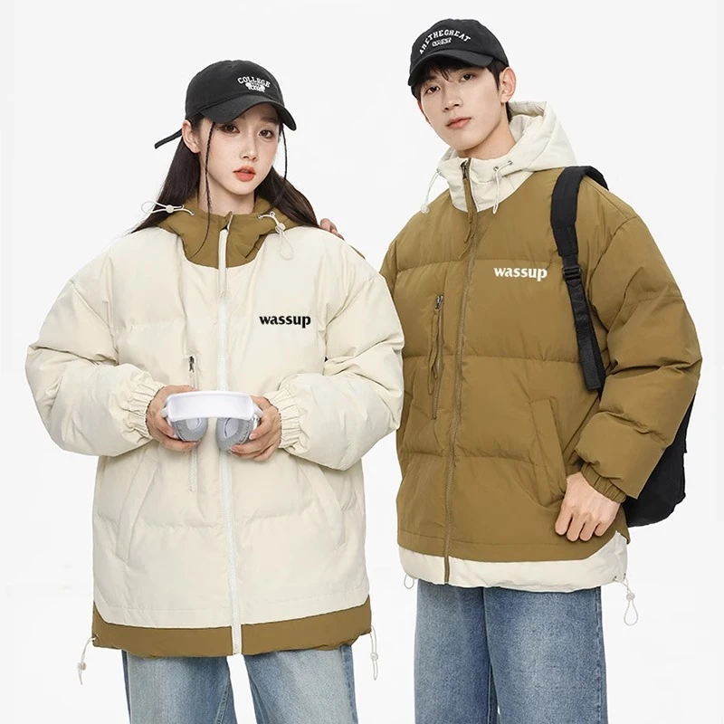 WASSUP HEODS字母潮牌情侣棉服外套秋冬保暖加厚拉链男女开衫帽衫