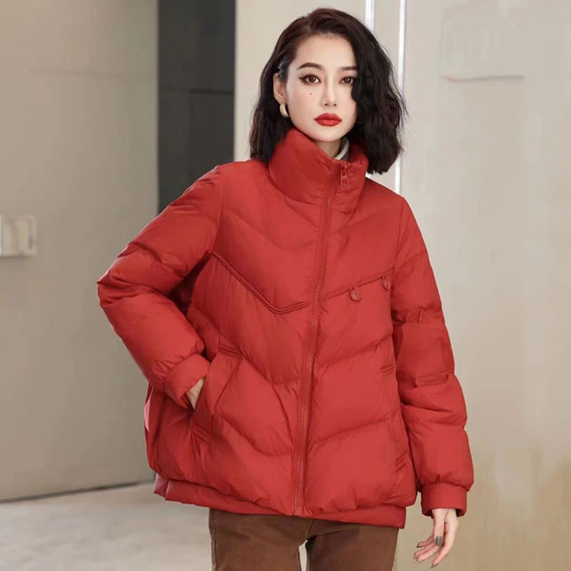 两粒扣羽绒服高端女装白鸭绒冬季韩版大码女士小香风