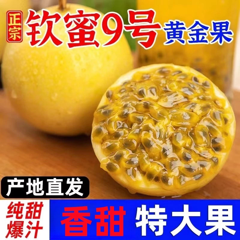 新鲜钦蜜9号黄金百香果纯甜无酸 直接舀着吃 1/3/5斤装香甜多汁