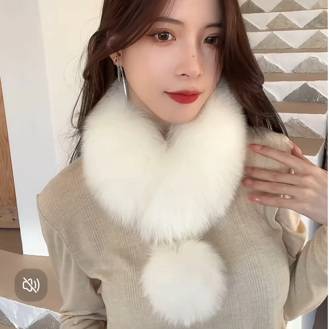 正品真狐狸毛皮草高档磁吸扣围脖皮草气质百搭洋气冬季韩版099