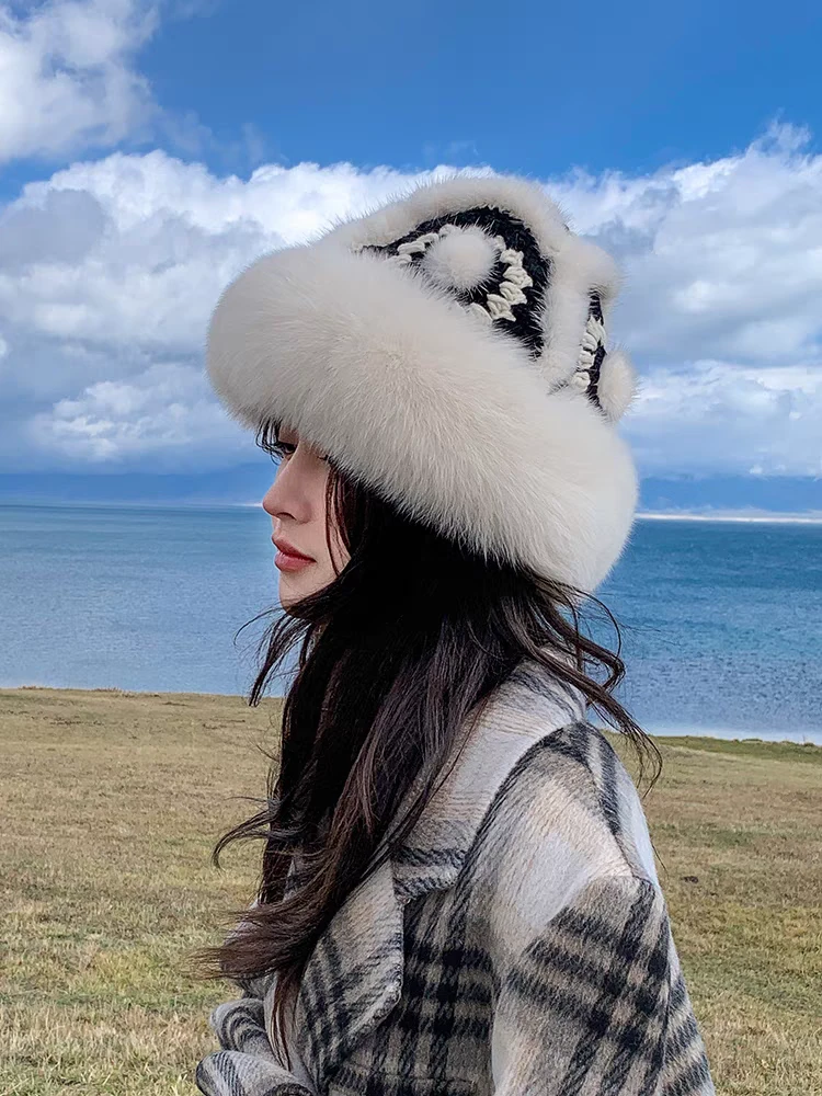 狐狸毛皮草醒狮帽冬季韩版女新款富家千金名媛潮搭洋气099