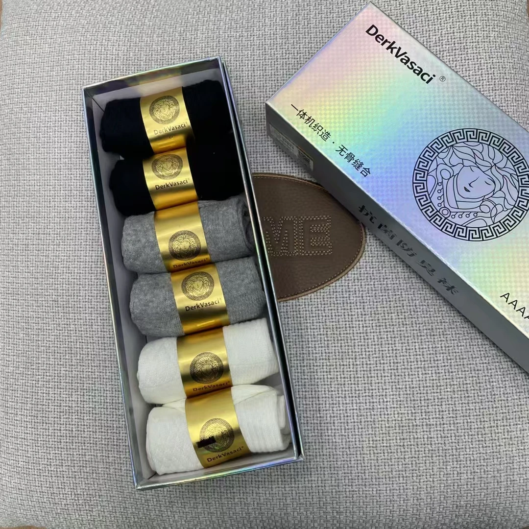 【男袜礼盒净版】透气吸汗时尚精品短袜礼盒装6双黑白灰