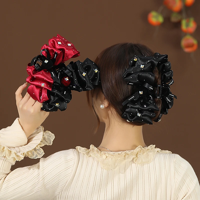 高档头发夹子蝴蝶结抓夹气质后脑勺发夹盘发鲨鱼夹百搭发饰头饰