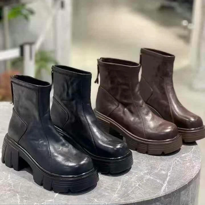 韩范纯皮马丁靴  大牌