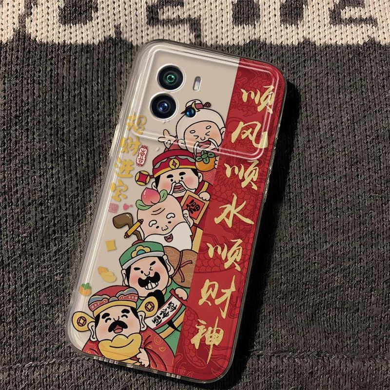 vivoiqoo9网红新款五路财神国风透明手机壳太空卡通全包软硅胶保