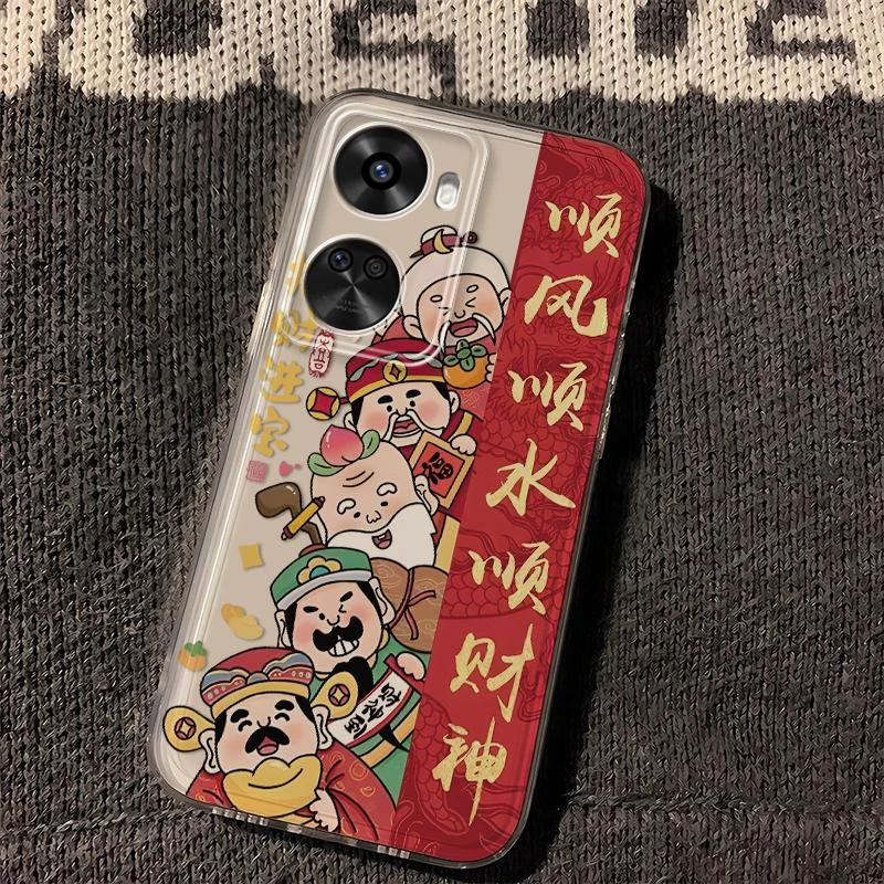 华为nova11se网红新款五路财神国风透明手机壳太空卡通全包软硅胶