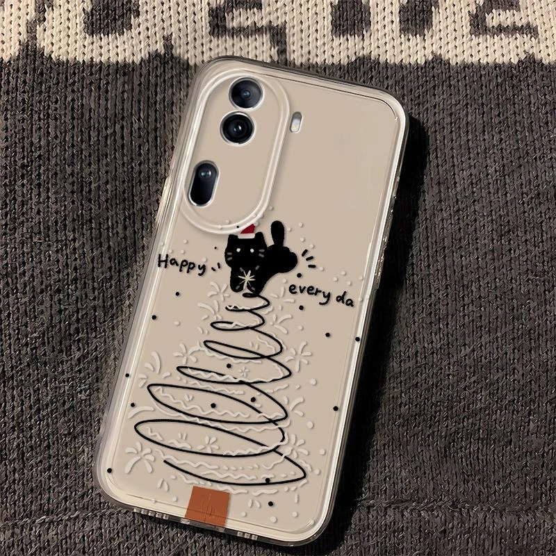 oppoReno11圣诞新款网红小猫咪透明手机壳软硅胶创意可爱风全包防