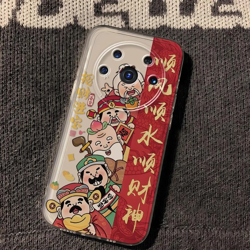华为荣耀magic3pro网红新款五路财神国风透明手机壳太空卡通全包