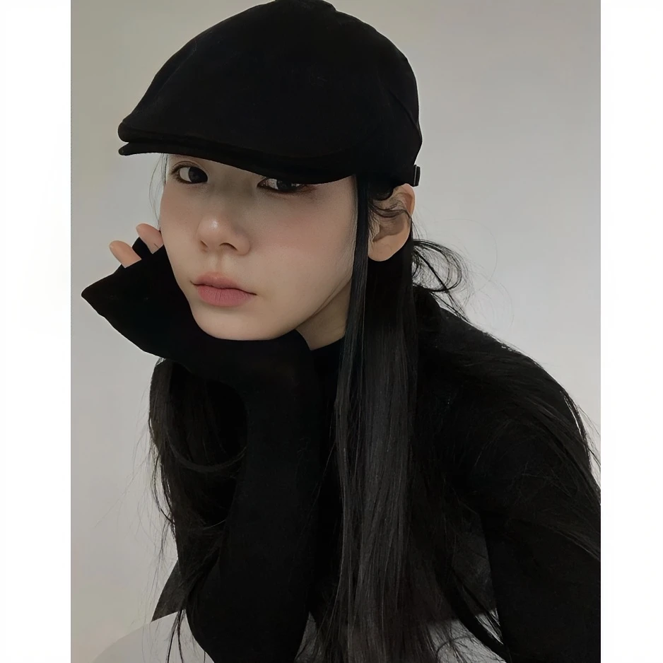 黑色复古百搭贝雷帽女秋冬韩版穿搭新款显脸小网红鸭舌前进帽