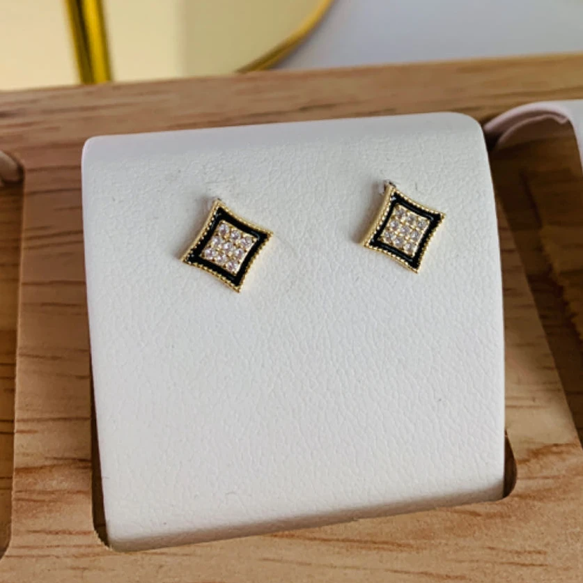 非金属耳饰 复古港风菱形耳钉时尚百搭简约