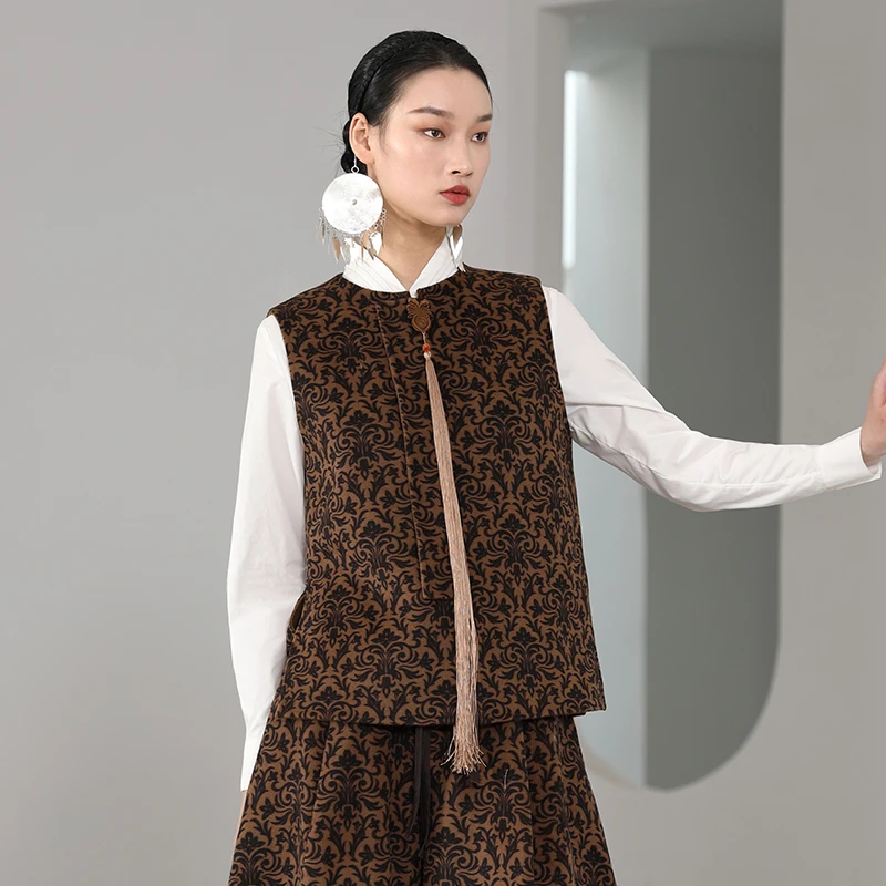 界内界外原创复古国风新中式加厚保暖双面羊毛呢马夹外套J33D722