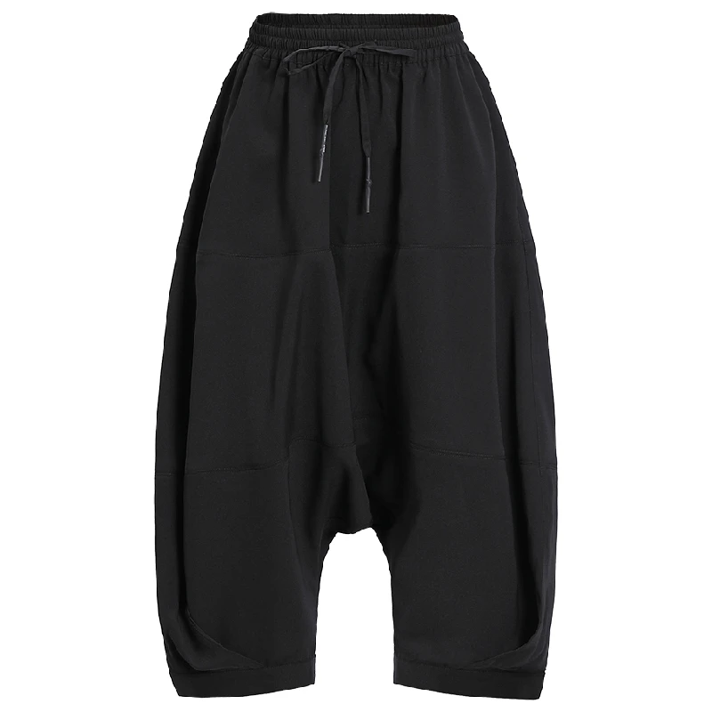 界内界外原创设计休闲中性风松紧腰调档裤哈伦裤六分短裤J22K561