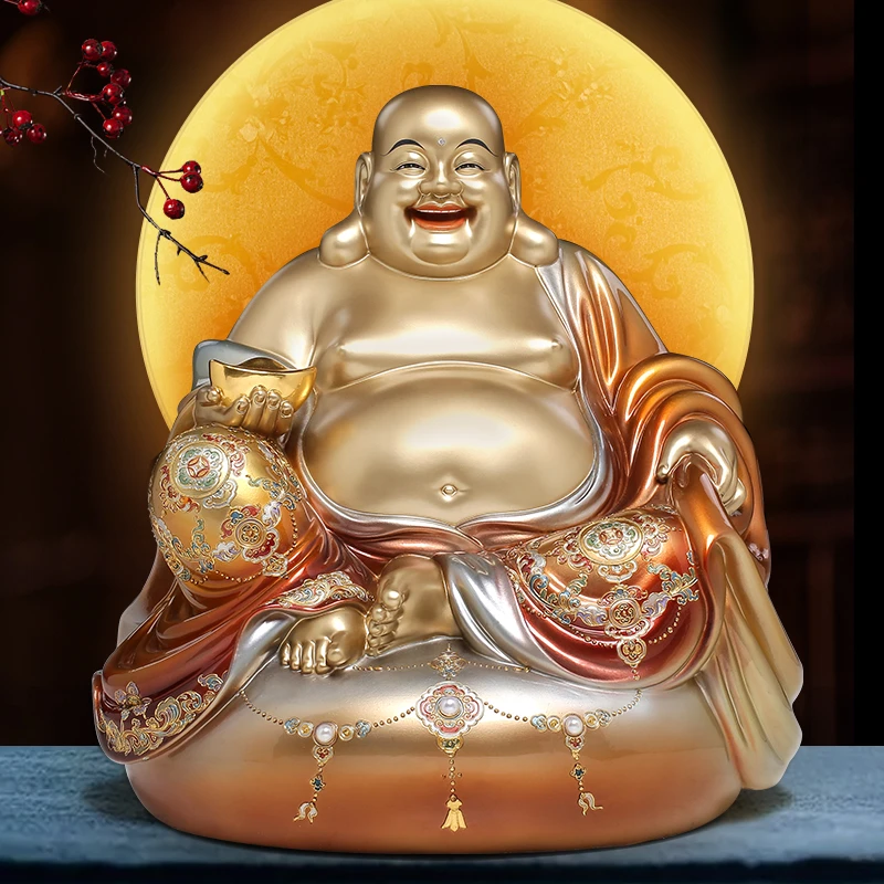 铜拿元宝弥勒家居公司客厅摆件