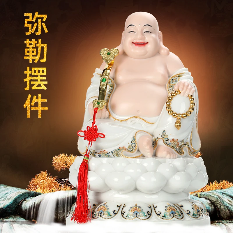 汉白玉弥勒佛家用客厅办公室工艺品桌面摆件