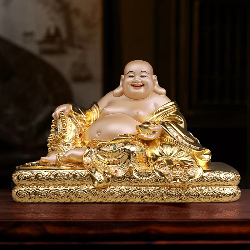 铜祥云方座弥勒家用摆件