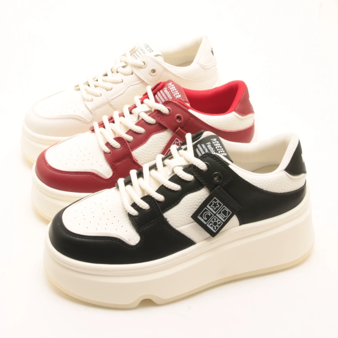 4235夏秋新款欧货厚底板鞋女小个子增高松糕学院风运动休闲小白鞋