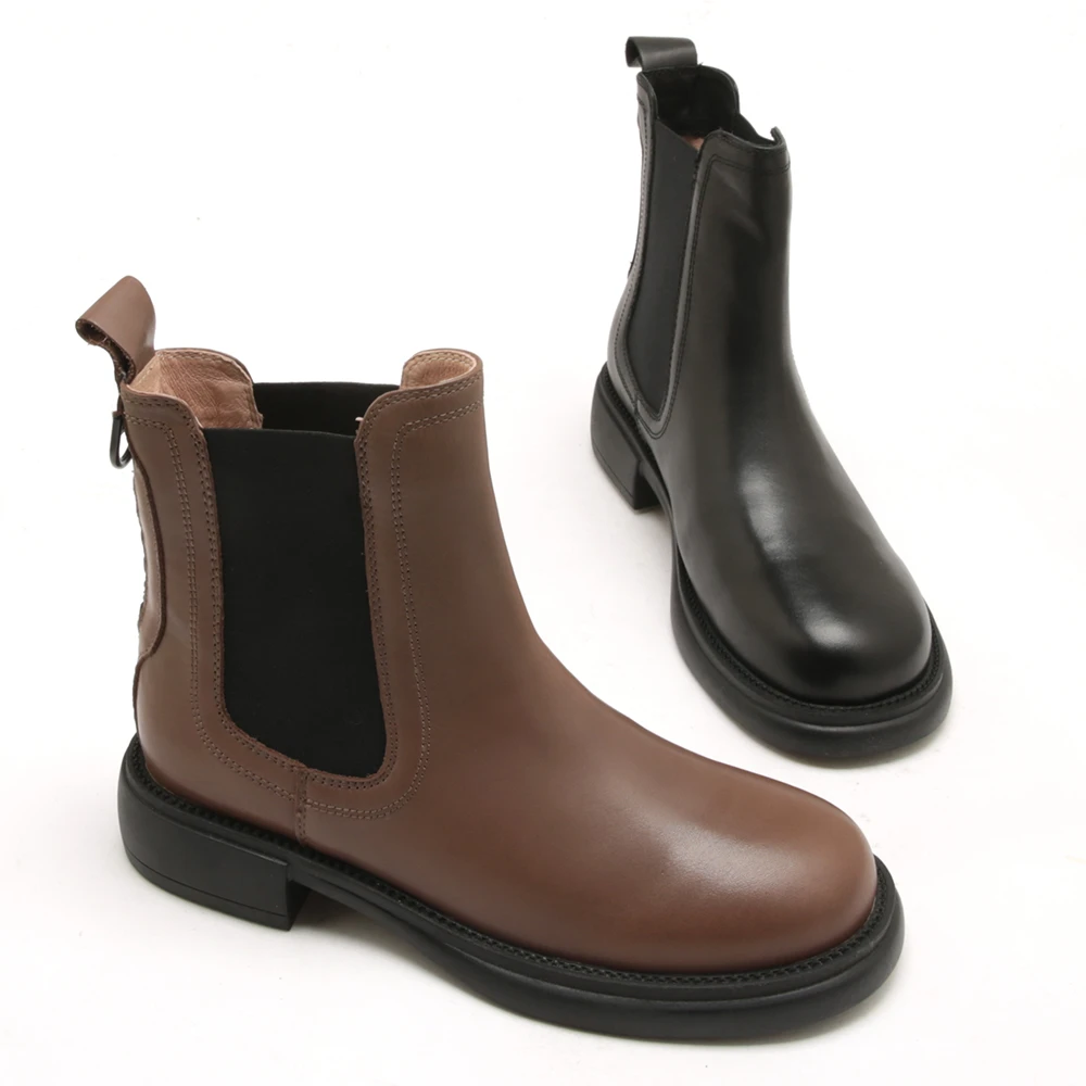 秋冬新款圆头英伦风切尔西靴女短靴靴子烟筒靴8501