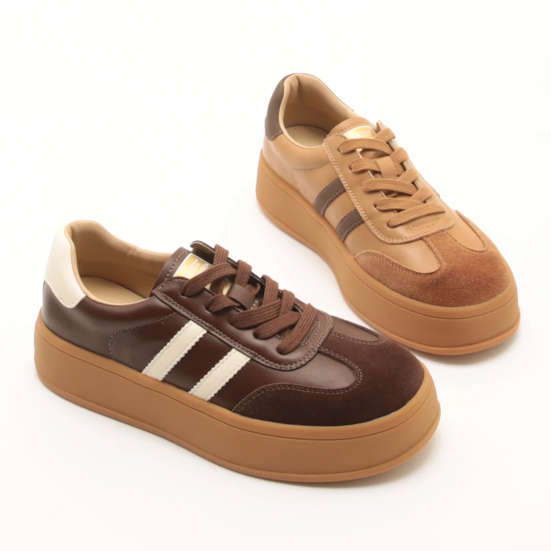 5087秋季新款复古系带圆头德训板鞋女厚底百搭阿甘平底运动休闲鞋