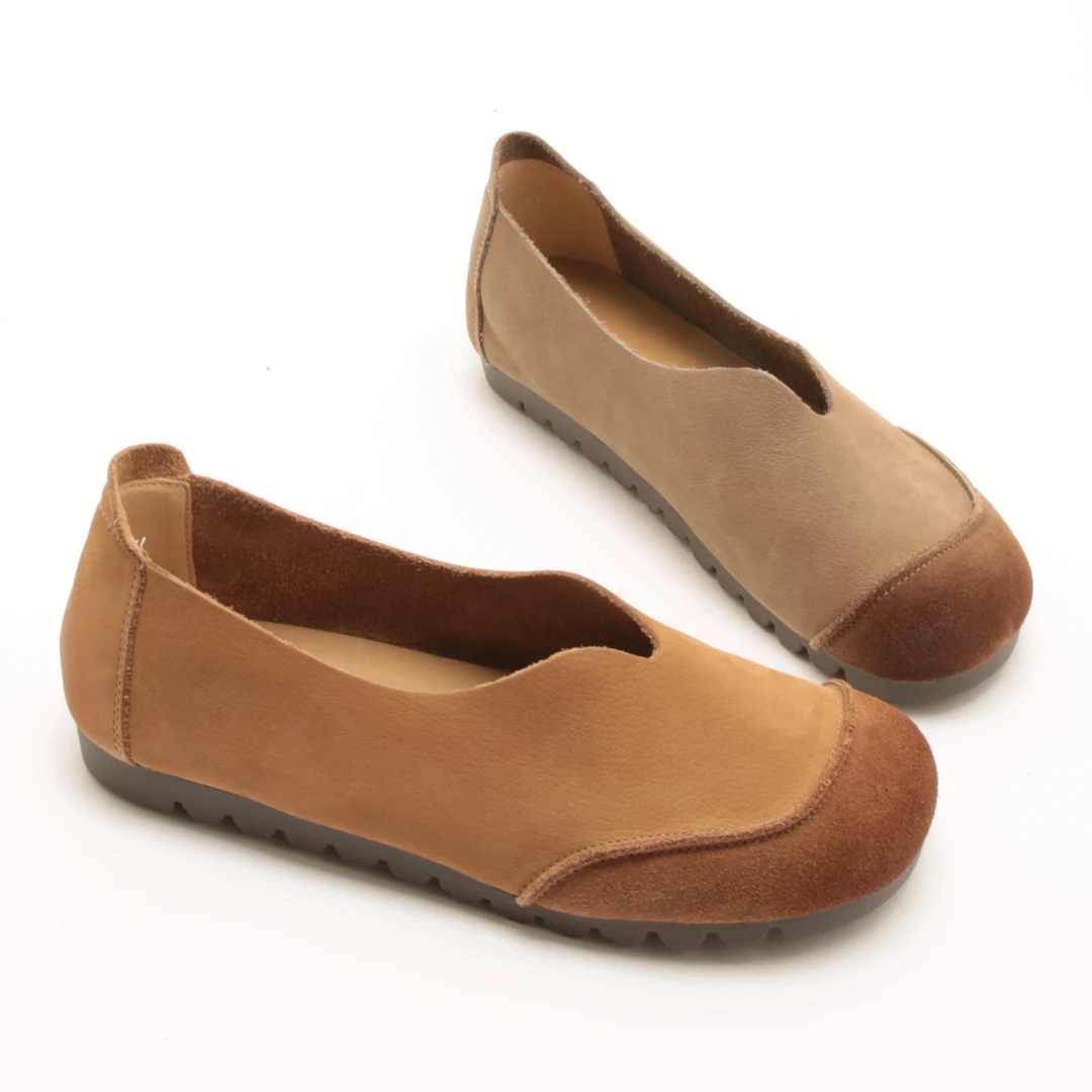 4975春秋新款复古圆头勃肯风单鞋女一脚蹬圆头软底豆豆平底鞋