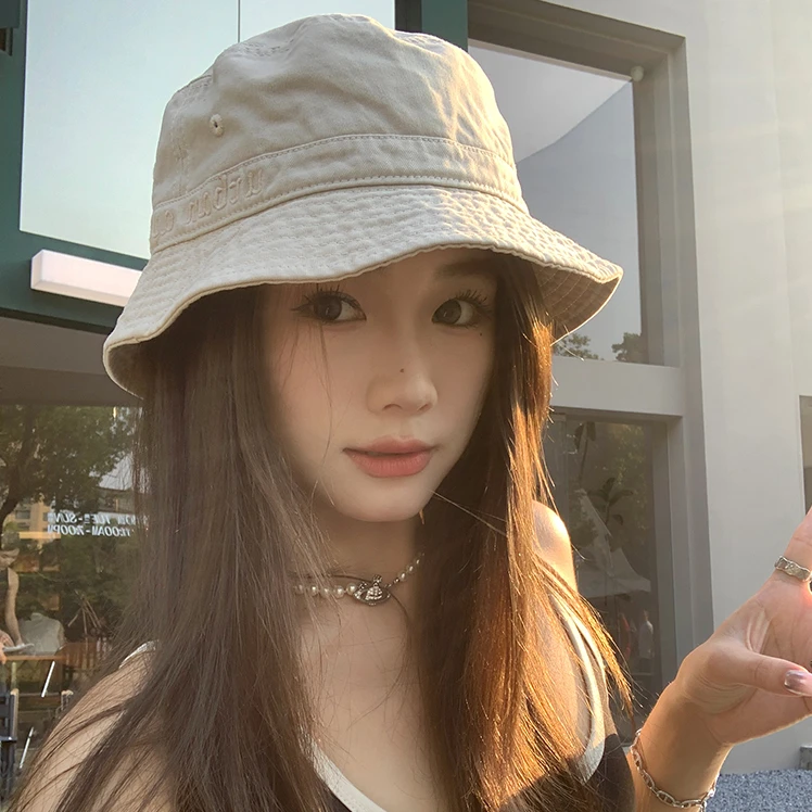 日本高支全棉渔夫帽女基础款纯色水桶帽素颜遮阳帽子户外百搭ins