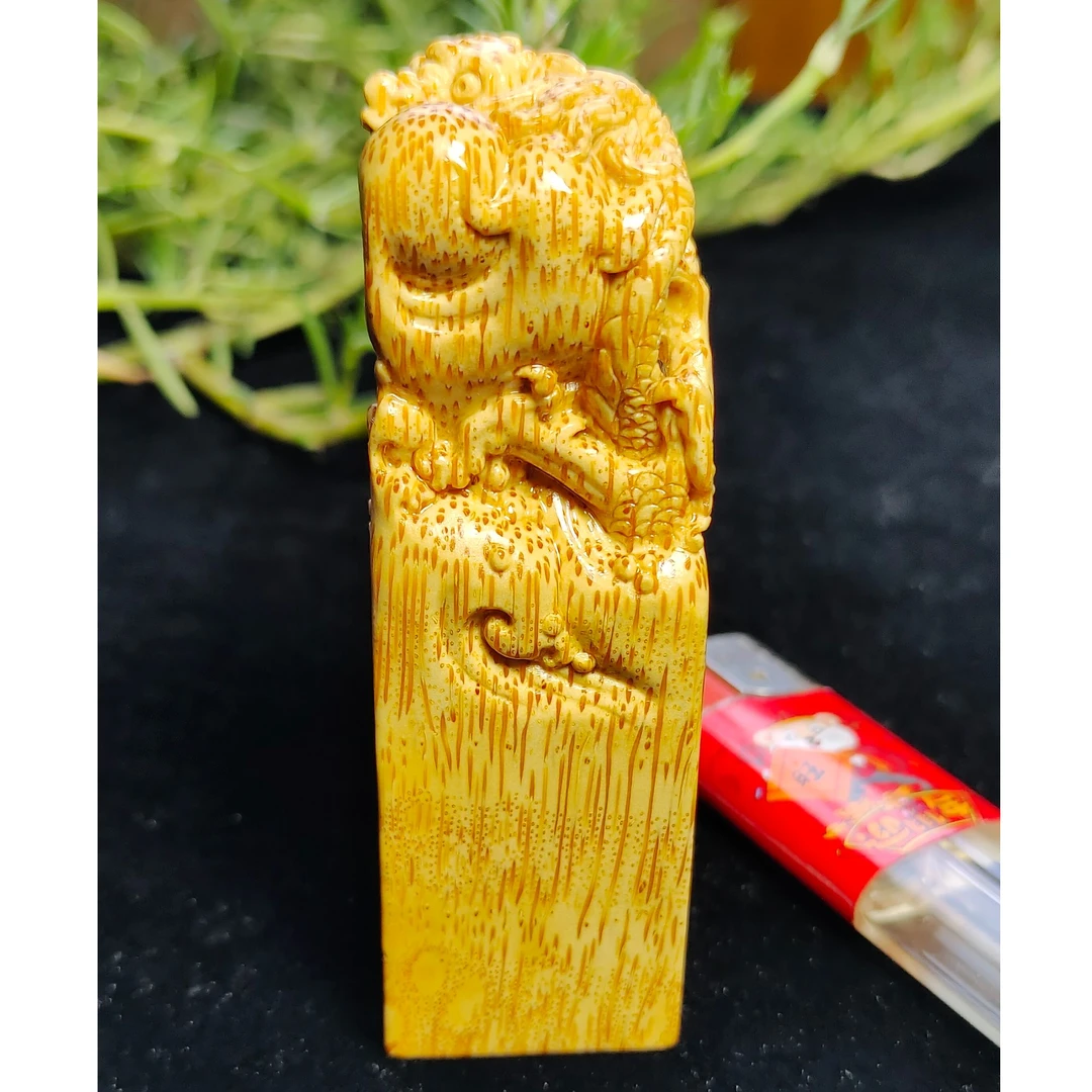 精品文玩竹雕 双龙戏珠印章 十二生肖龙 手把件 把玩件 龙行龘龘