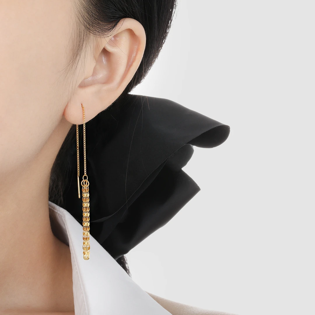 钛钢耳饰 钛钢流苏凤尾耳线