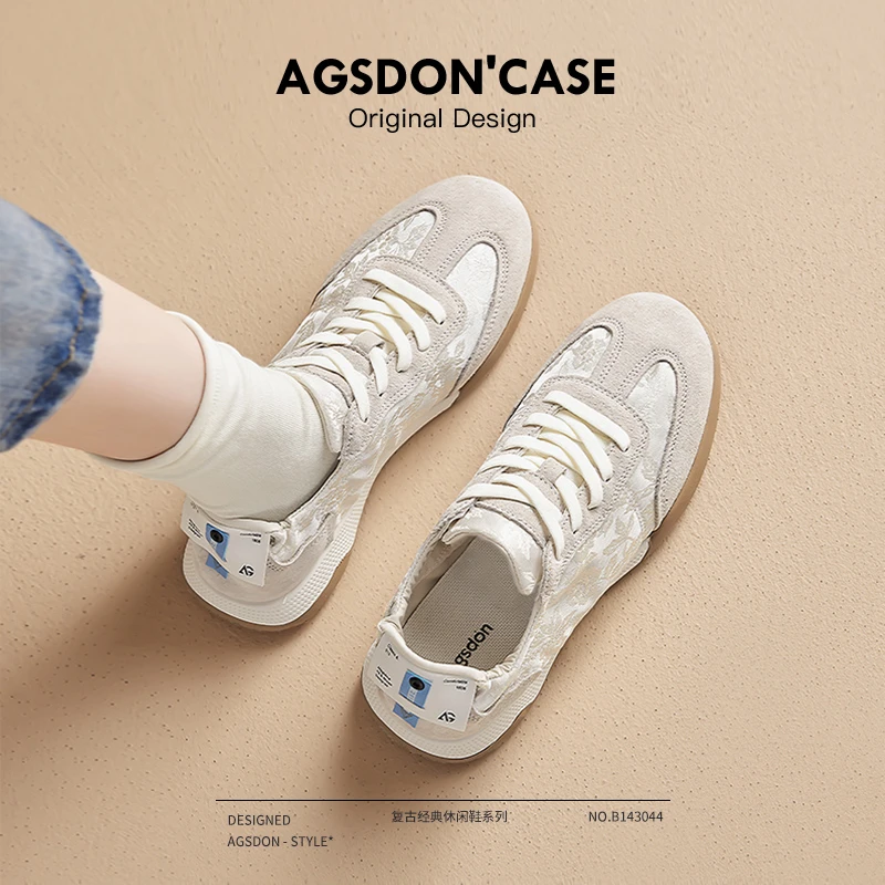 奥古狮登芭蕾德训鞋女2025秋季蕾丝透气新中式运动休闲板鞋阿甘鞋