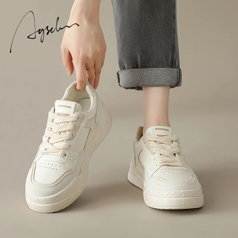 奥古狮登厚底麦穗小白鞋女款2025新款秋季百搭高级感平底休闲板鞋