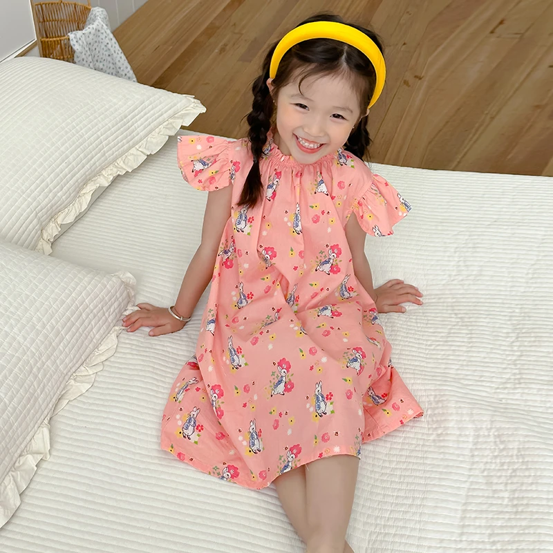 女童碎花连衣裙2023新款夏季薄款小儿童韩版洋气家居裙宝宝公主裙