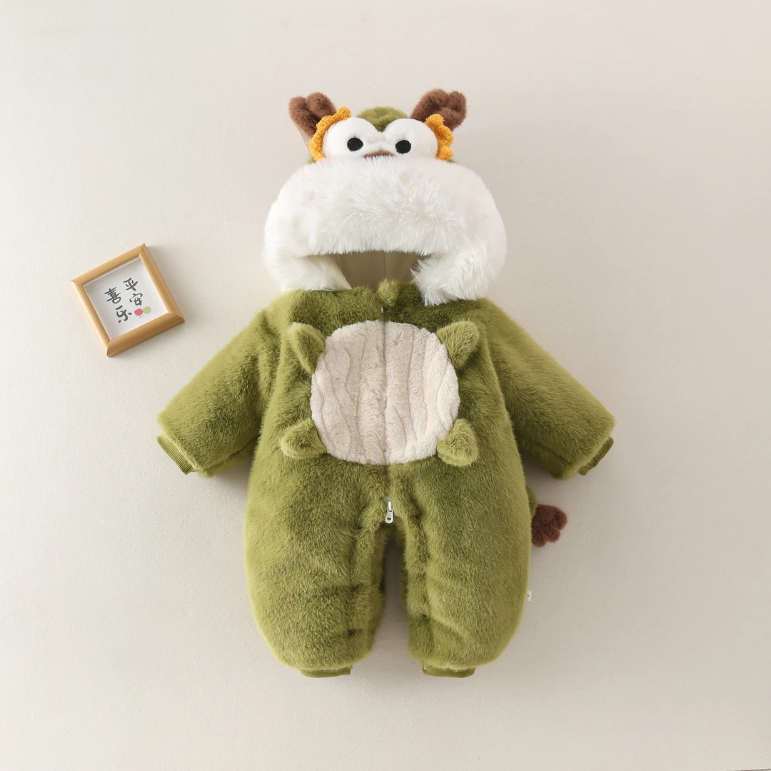 【青龙】婴儿衣服外套冬装哈衣加绒夹棉保暖宝宝外出服连体衣毛毛衣