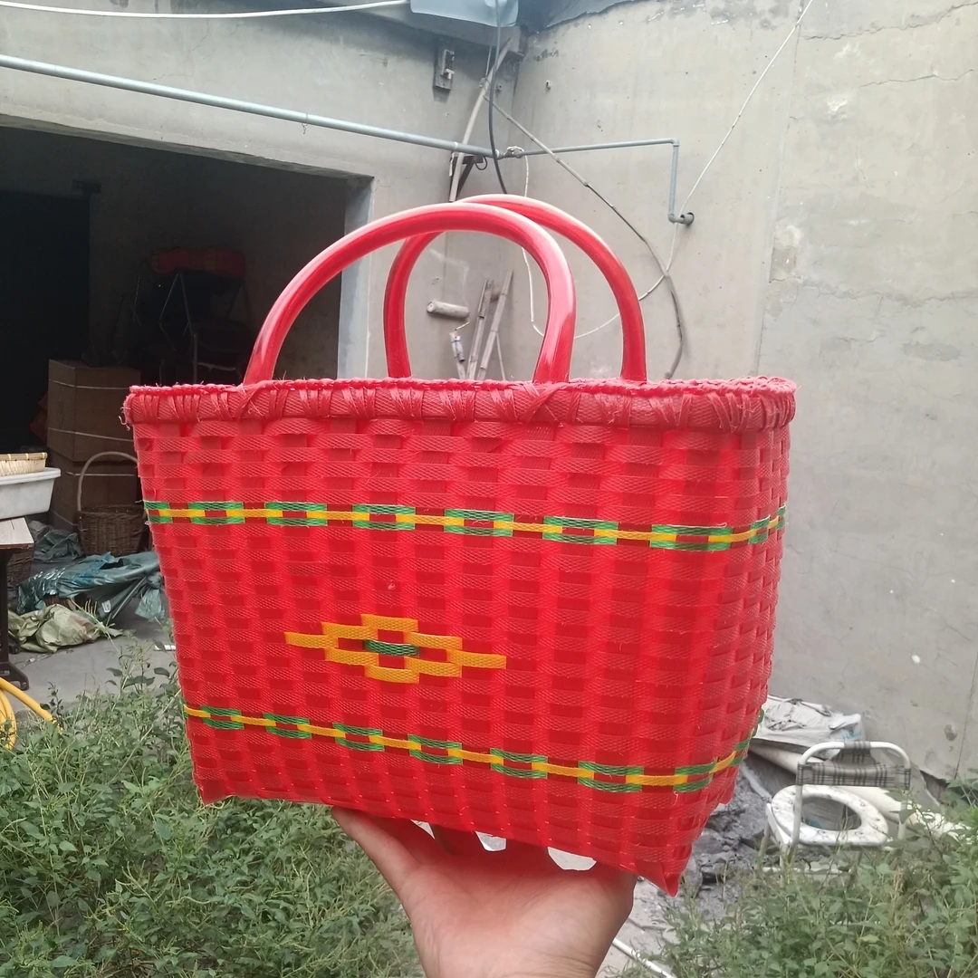 环保编织篮子野餐菜篮子手提购物篮采摘洗澡收纳塑料提篮能装