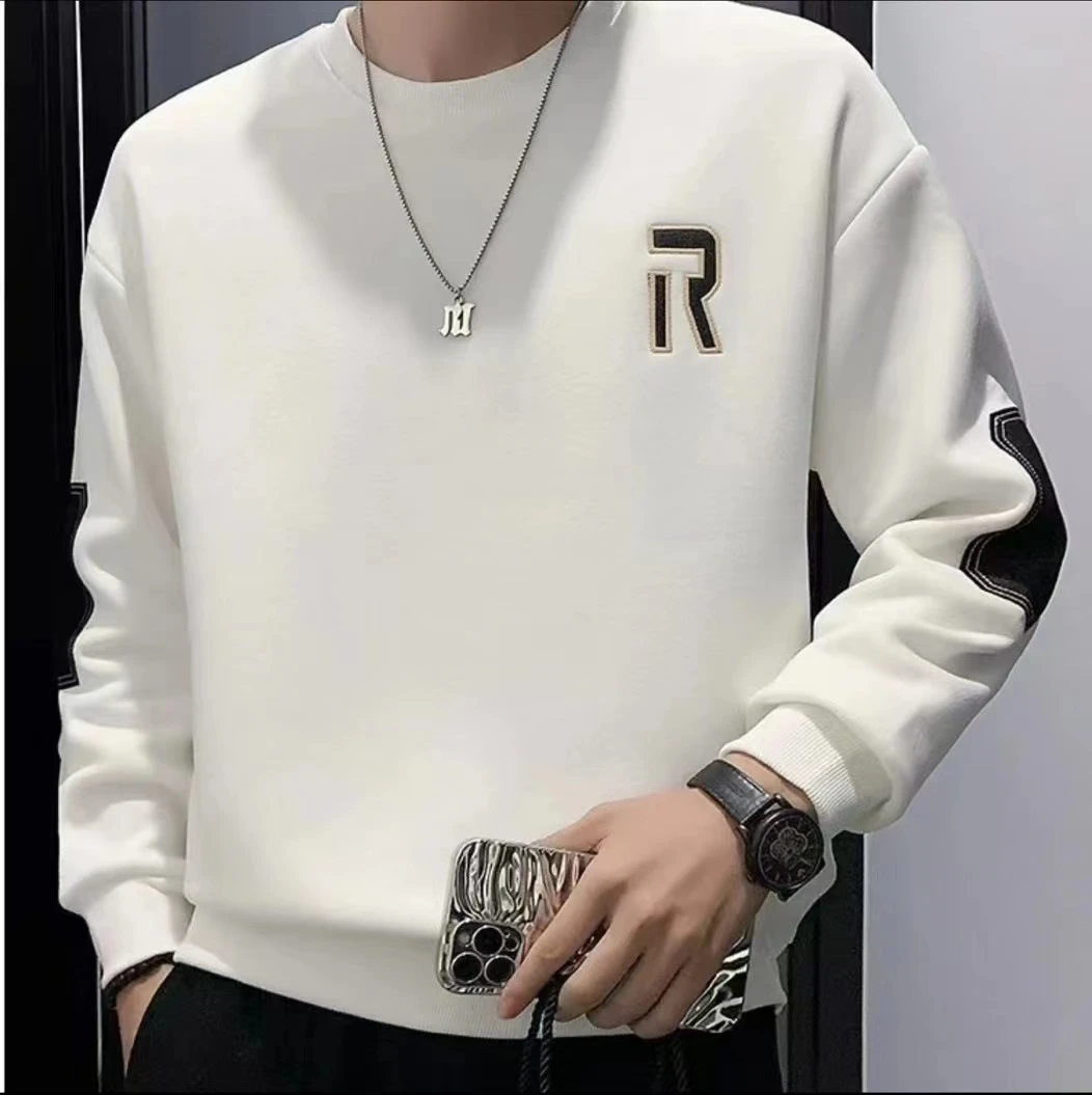 高级感圆领韩版潮流休闲长袖t恤2024新款印花潮痞帅百搭男士卫衣