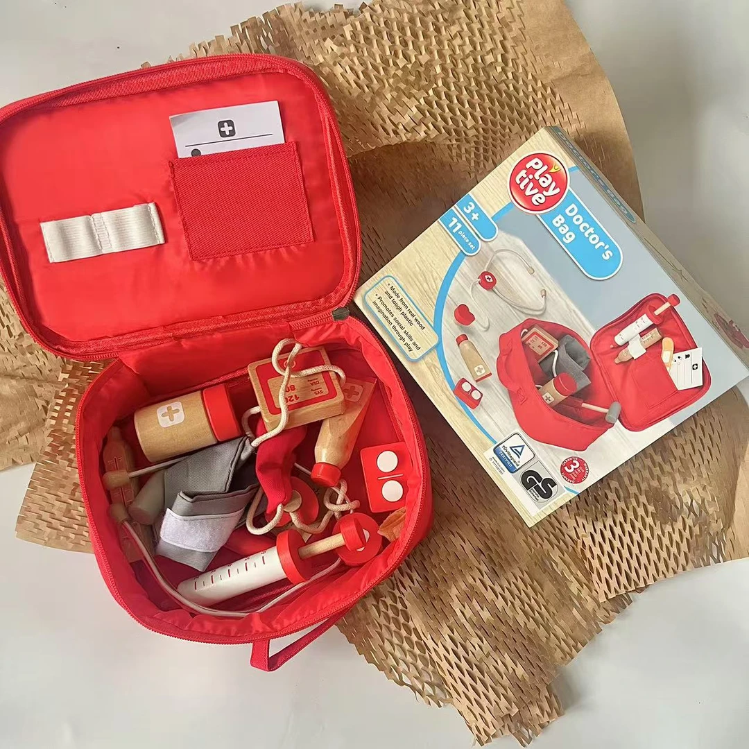 外贸实木医生过家家玩具儿童角色扮演医疗包