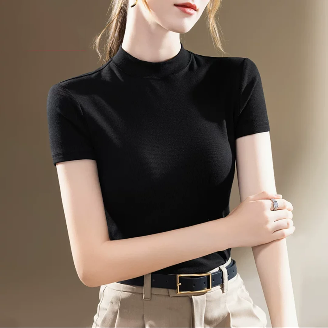 【贝芳妮】藏白色短袖t恤女2025新款爆款夏季基础款正肩棉打底宽松