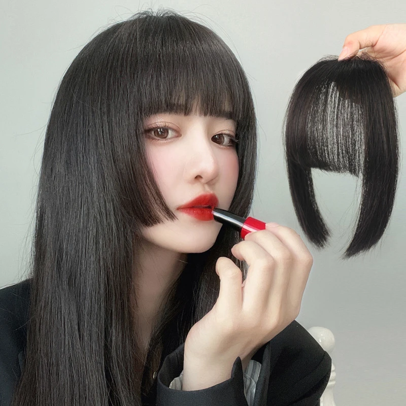 真发假发薄款刘海假发薄款片齐刘海女姬发式假刘海隐形头顶
