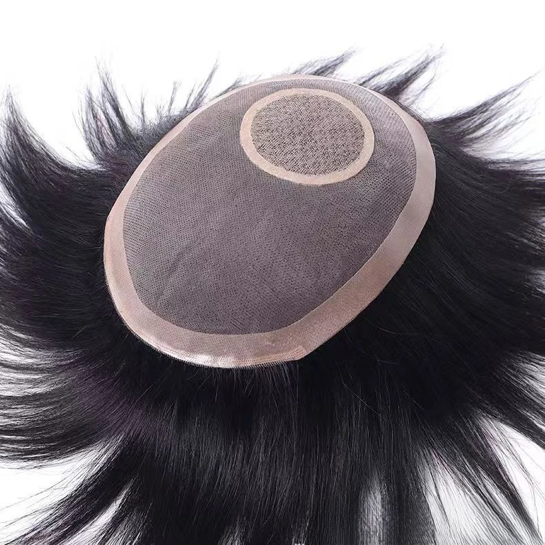 3号网+递旋男士全手织补发块NPU边 全真发轻薄透气自然逼真补发片