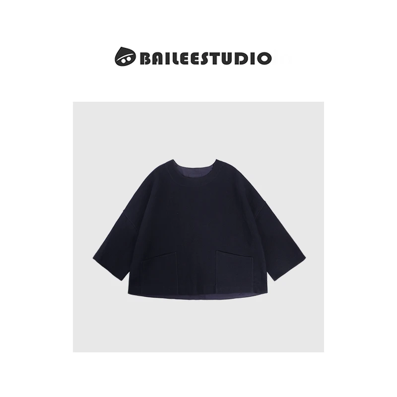 【柏栗良品】斜纹廓型全羊毛气质短款双口袋短款上衣‘春山里’932