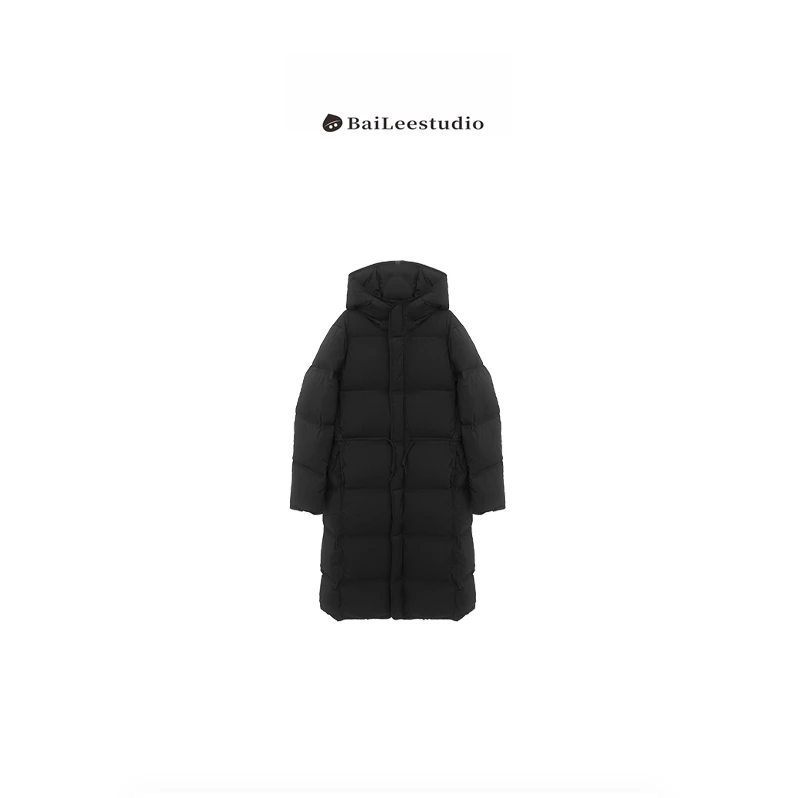 【柏栗良品】小蛮腰95白鹅绒长款衍缝连帽羽绒服外套0202