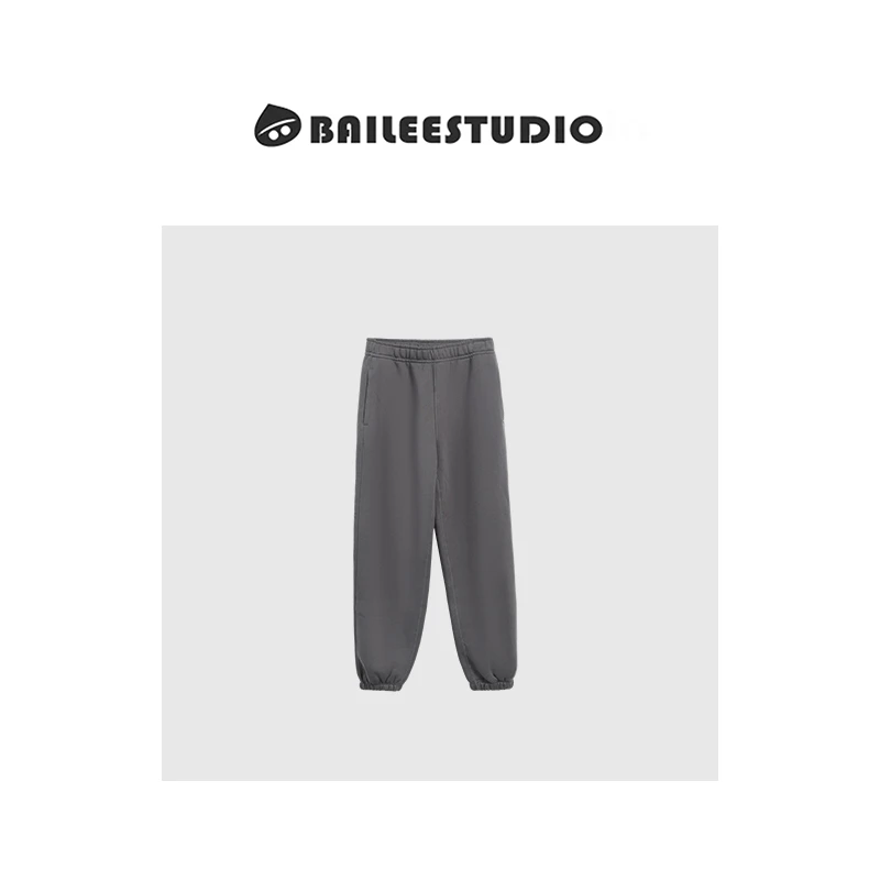 【柏栗良品】净版纯色加绒加厚百搭休闲束脚卫裤SM922