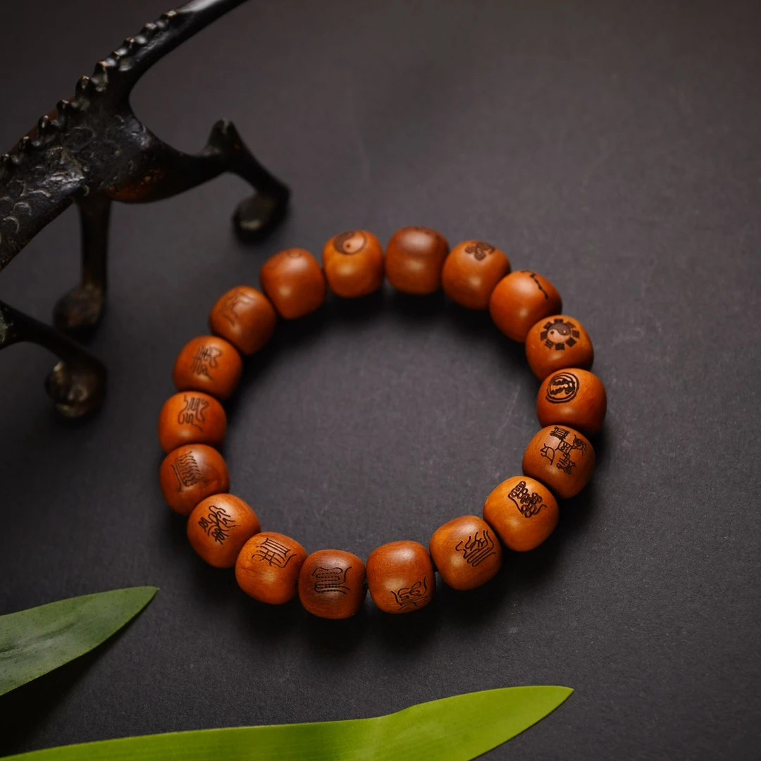 【龙虎山发】雷枣木十字五岳桶珠手串文玩龙虎山手串