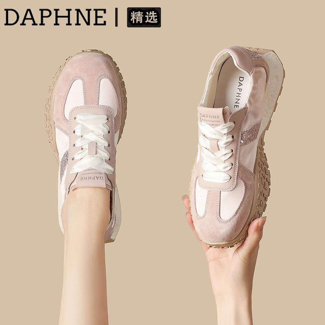 达芙妮休闲鞋女2025春季爆款厚底松糕芭蕾风德训鞋百搭运动跑步鞋