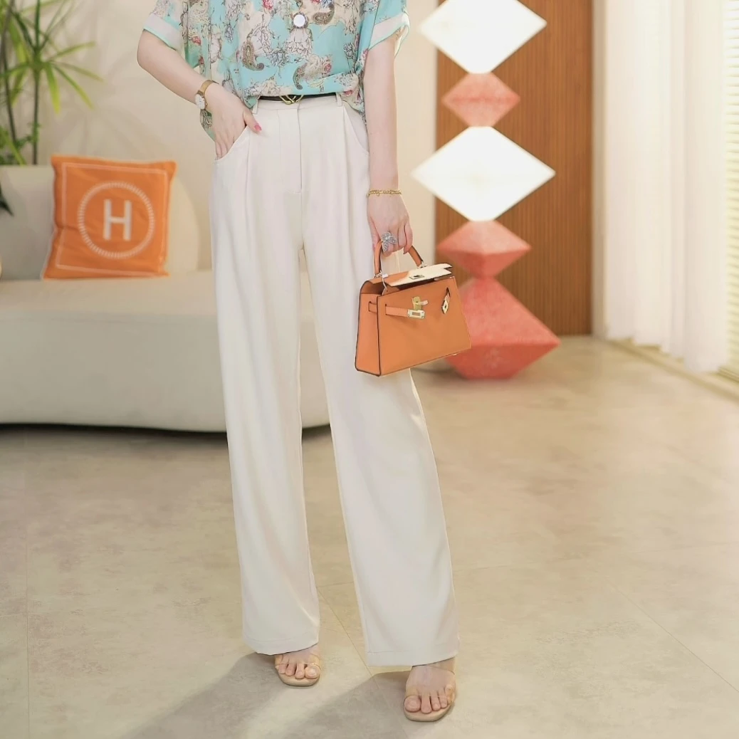 【休闲格调】2024夏款新款西装休闲阔腿裤显瘦直筒