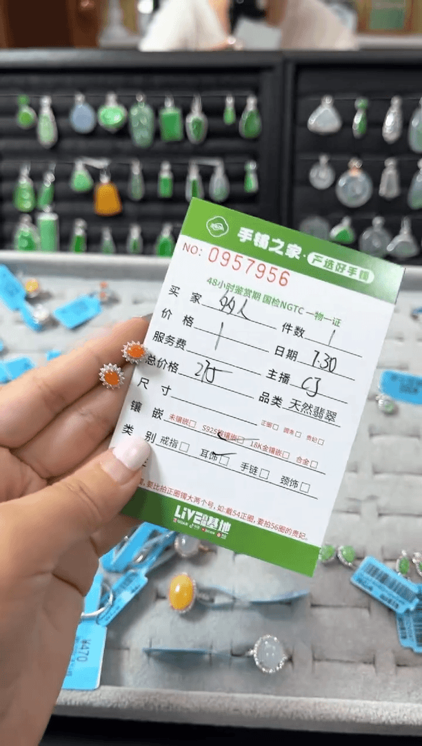 【闪购商品】翡翠耳饰银S925镶嵌多人