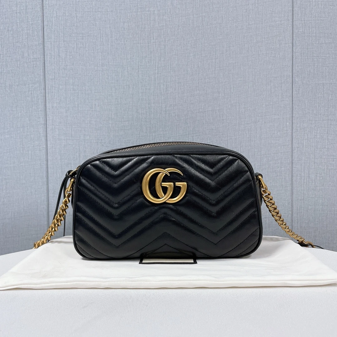 99新 GUCCI/古驰  古驰/Gucci 黑金马蒙相机包
