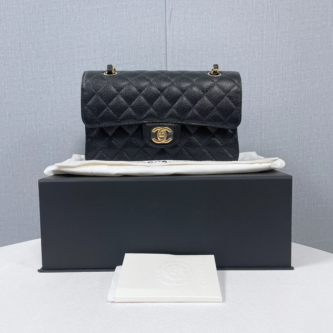 99新 Chanel/香奈儿 香奈儿/Chanel cf小号 黑金荔枝牛皮 芯片款