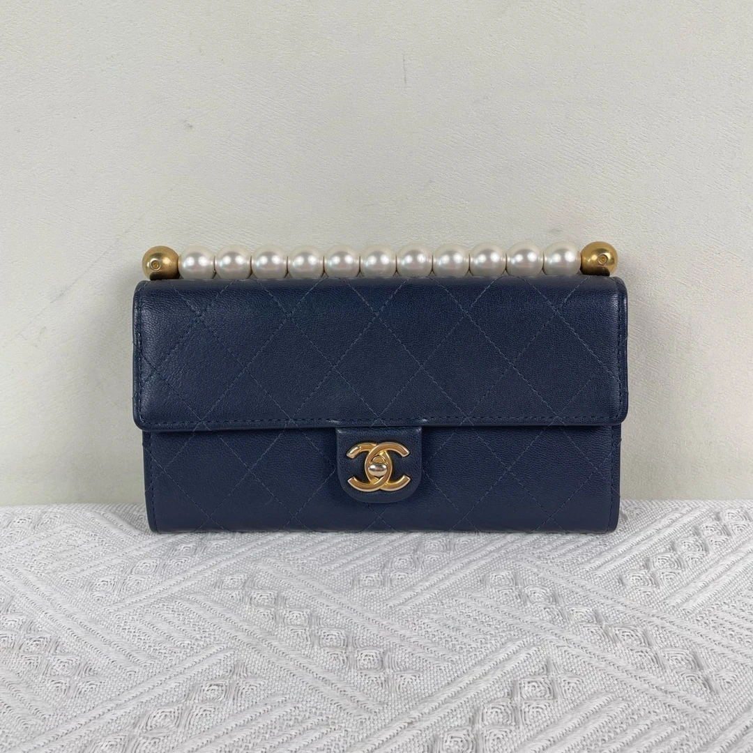 95新 Chanel/香奈儿  香奈儿/Chanel山羊皮珍珠链条单肩斜挎包