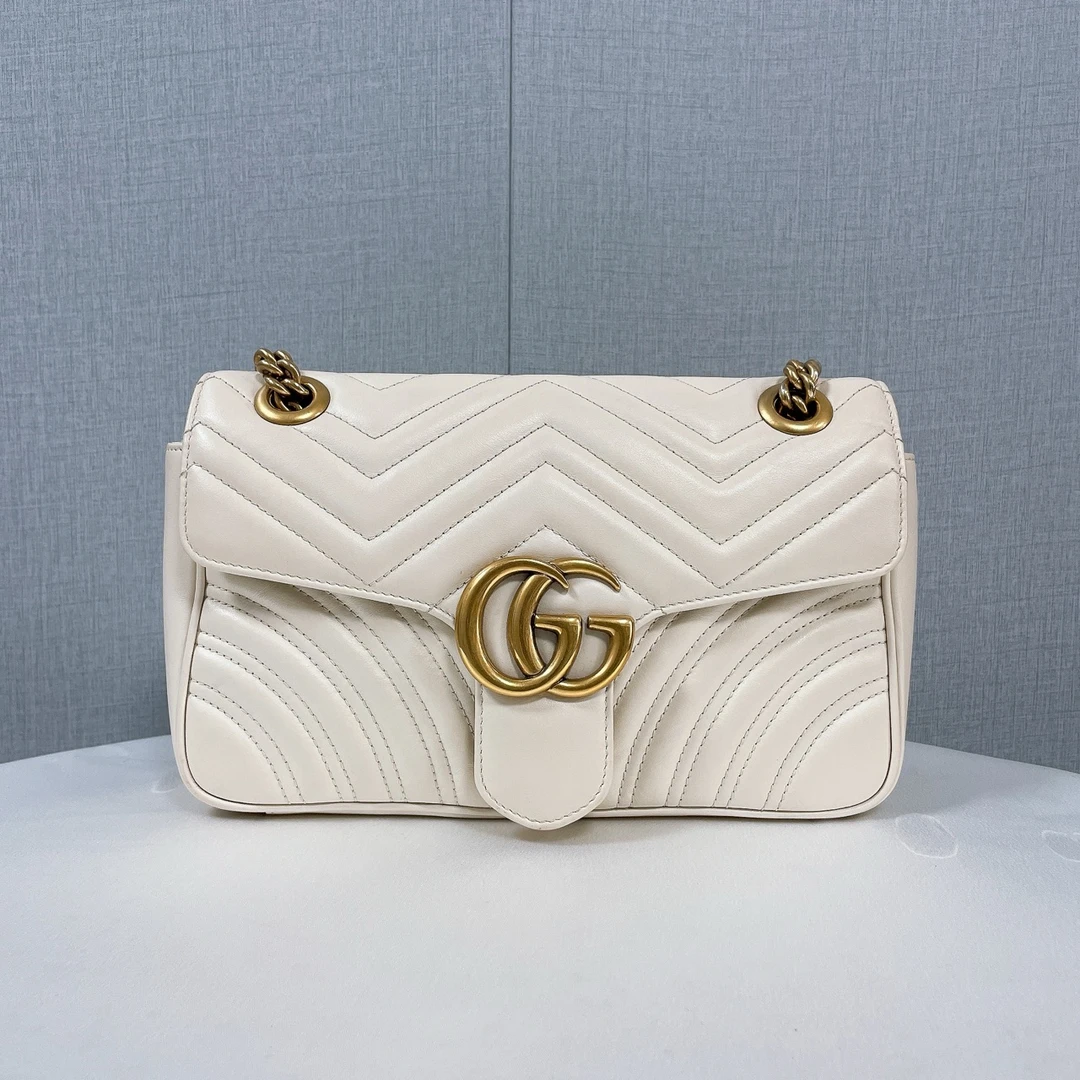 99新 GUCCI/GUCCI  古驰/Gucci 马蒙26白色 单肩斜挎包